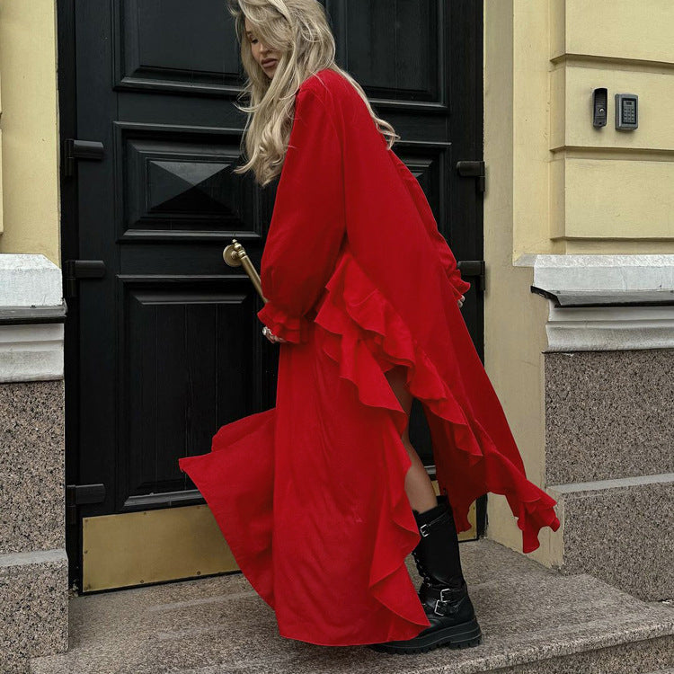 Cherry Cola - Ruffled Long Sleeve Dress