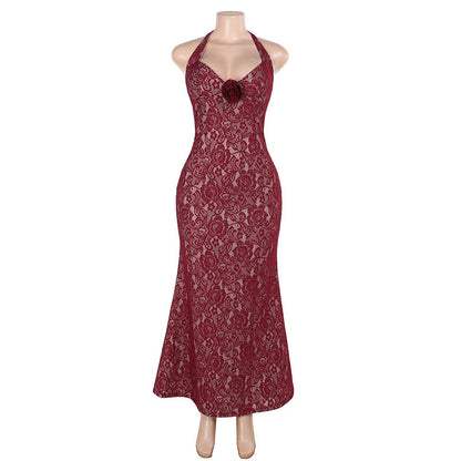 Like a kiss - Lace Dress in Burgundy