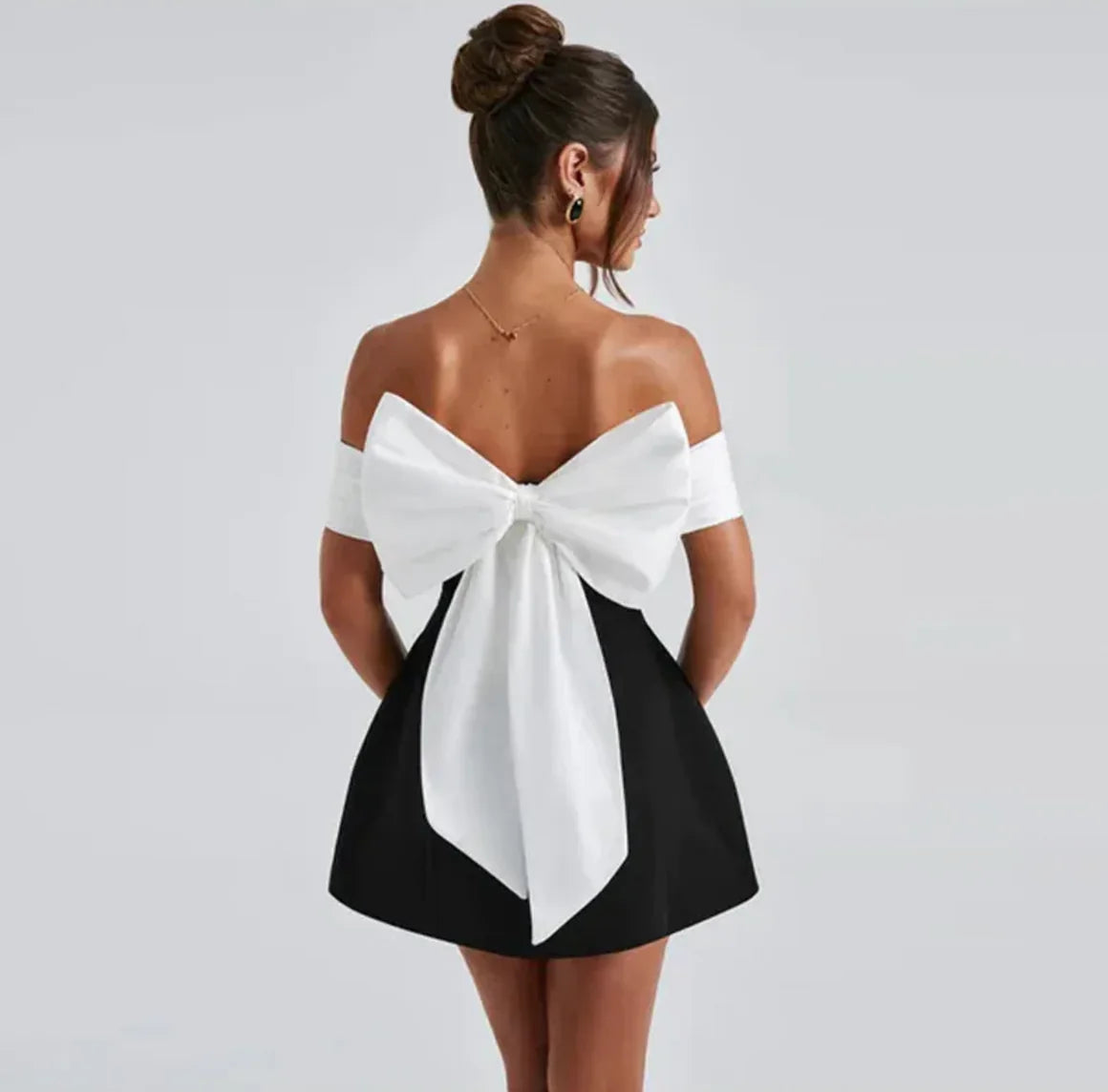 Fire of my loans - Black and White Bow Dress