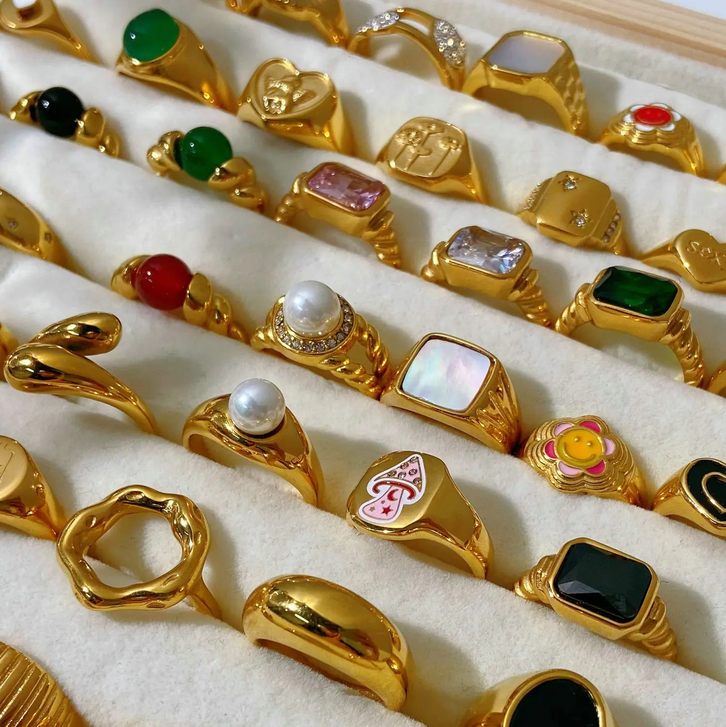 70s Glam - Gold Plated Stainless Steel Rings