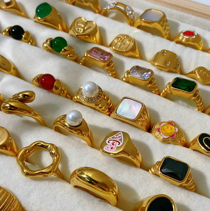 70s Glam - Gold Plated Stainless Steel Rings