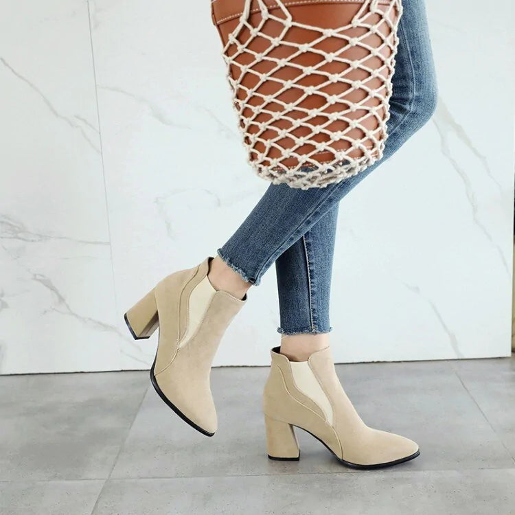 Cloudy Skies - Faux Suede Ankle Boots